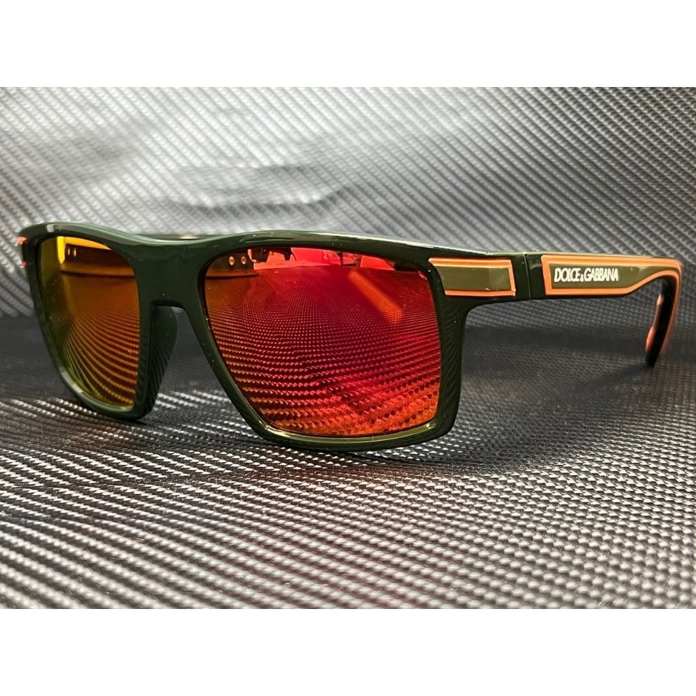 Dolce & Gabbana Men's Green Orange Rectangle Sunglasses